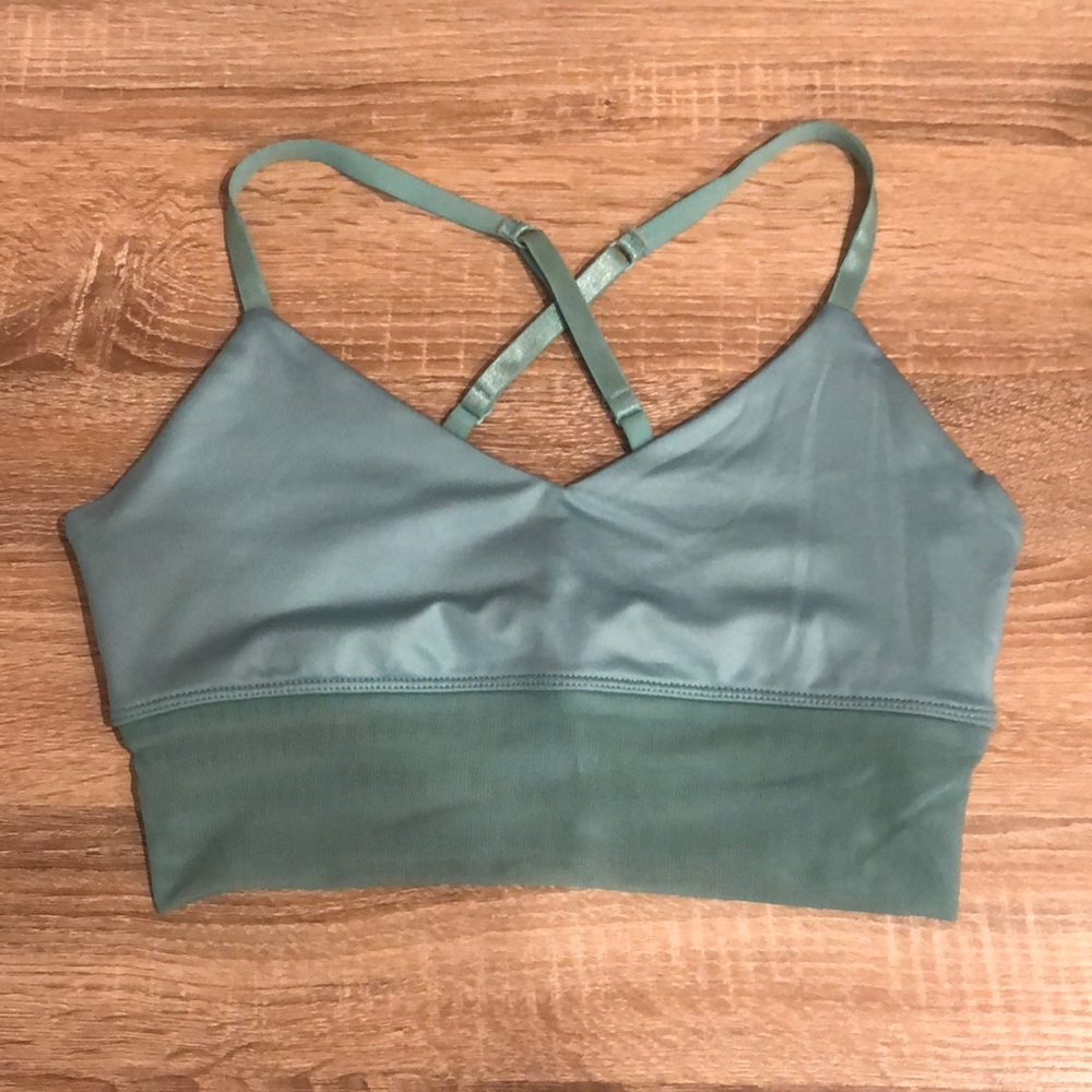 Forever 21 Aqua blue-green sports bra with mesh, S